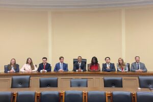 The 2023 WISE Interns in the House Science and Technology Committee hearing room.